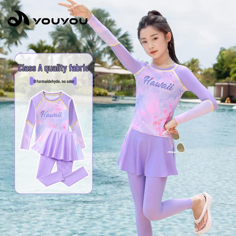 

Девочки Youyou Комплект из купальника с длинным рукавом и разрезом 35486 XL