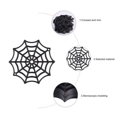 20 Pcs Spider Web Felt Coasters Plastic Coasters Horror Decor Fashion Gifts