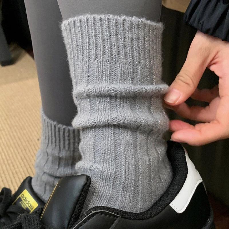 Thick Thread Wool Socks Pink Pile Socks Season Mid-Leg Socks Warm Thickened Fleece Winter Cashmere Stockings