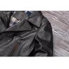 Giacca lunga da uomo in vera pelle, taglia cinese, classica, nera, in pelle di mucca, casual, in tessuto di pelle