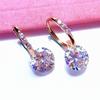 Exquisite Russian Purple Gold Inlaid Zircon Earrings Korean Version Temperament Premium Light Luxury Rose Gold Plated Shiny Earrings