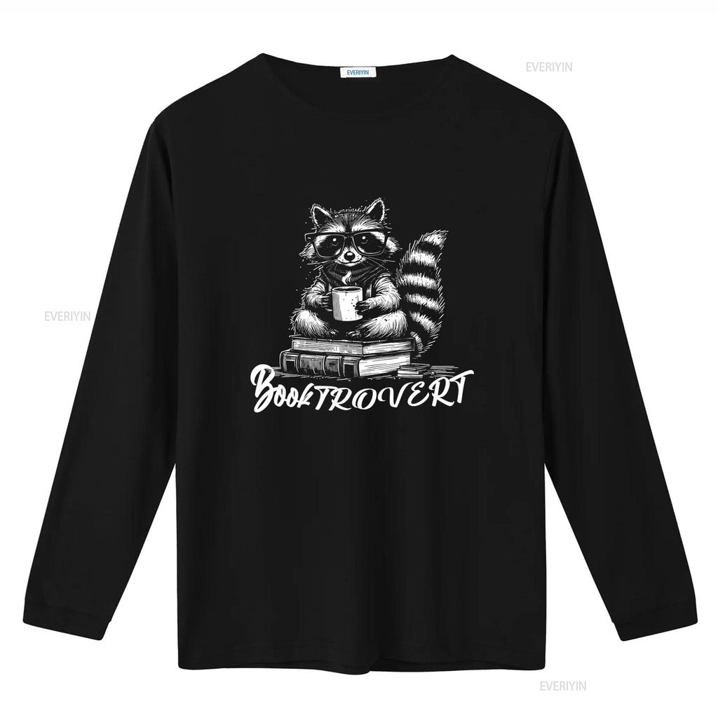 Booktrovert T Shirt for Book Lovers Funny Raccoon Design with Books and Coffee Trendy Reading Sweater DT674 Vintage Washed