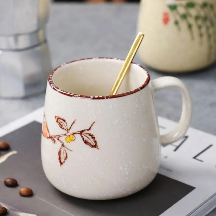 Retro Nordic Ceramic Cup Creative Underglaze Color Home Large Capacity Mug Office Coffee Cup Milk Cup Handmade Decorative Crafts