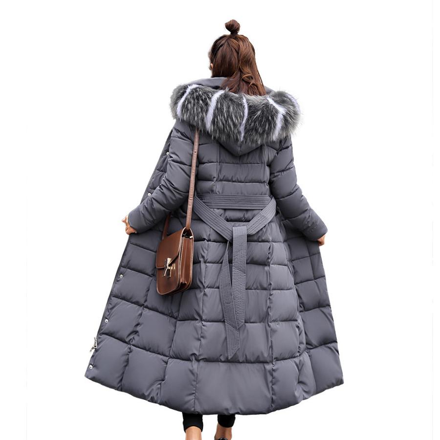 Long Sleeve Women's Cotton Coat Winter Outerwear Loose Belt Style Thick Padded Coat