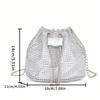 Sparkling Rhinestone Embellished Drawstring Crossbody Bag for Women Multi-Functional Bucket Purse with Detachable Chain Strap