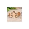 Bobo Bird Men's Bamboo Watch Black Leather Strap 12-Hole Timer Design Sports Casual Timepiece Brown Cat Eye Classic