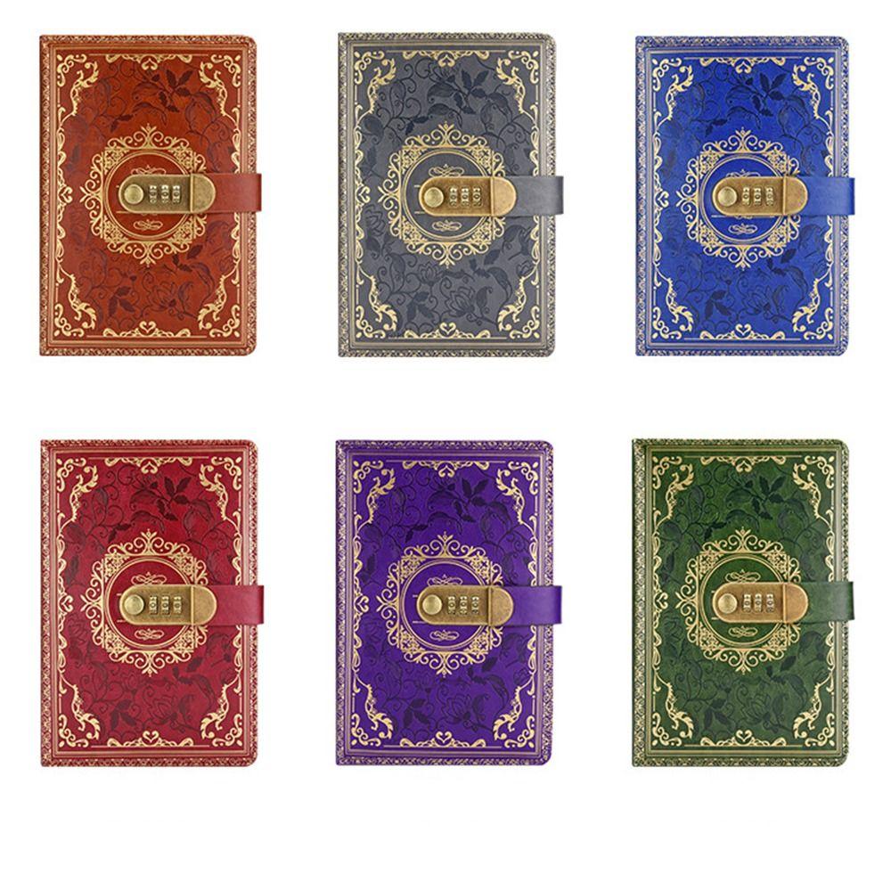 PU Leather A5 Journal Notebook Combination Lock Lockable Secrets Journal Notebook Diary  Boys