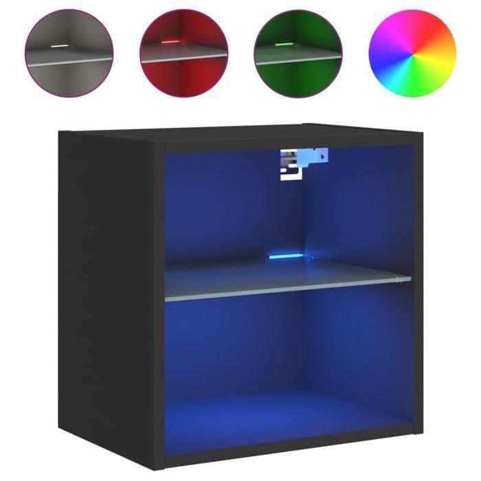 VidaXL Table de Chevet Murale avec Lumières LED, Armoire de Lit Suspendue, Table de Nuit, Armoire de Nuit Chambre à Coucher, 837066