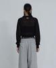 Uusoo Kid Mohair Lace V-Neck Cardigan_ Black