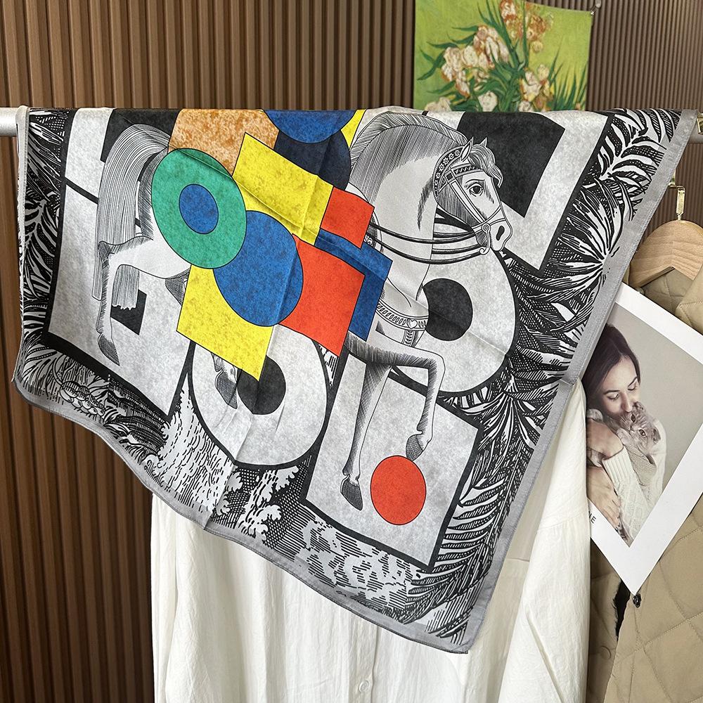 

Шелковый шарф Женский Весенний Полосатый Шелк Тутового Шелкопряда Шелковый Шарф Универсальный 70 Квадратный Шарф Премиум Шарф от Солнца 68*68cm