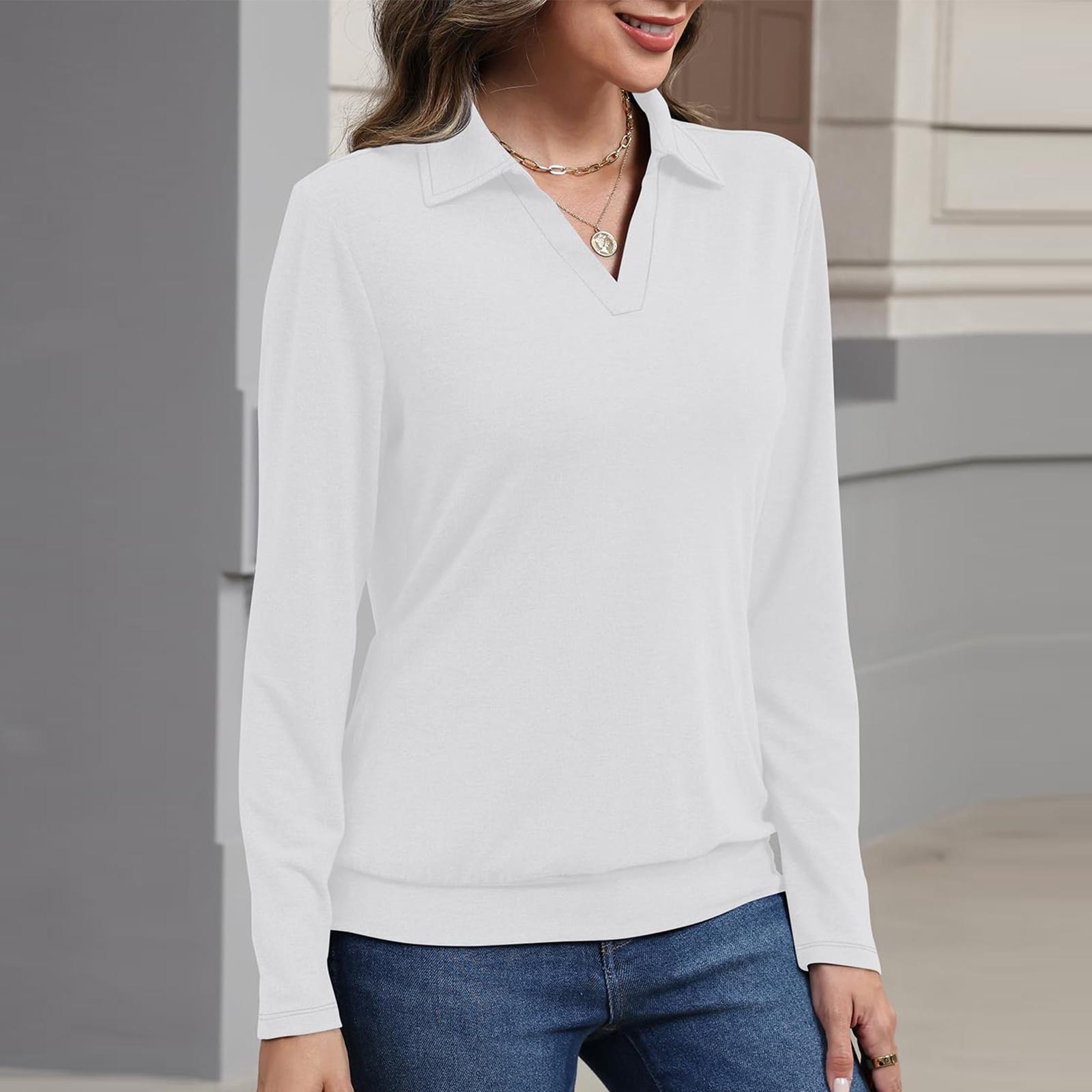 

Женский модный однотонный топ с длинным рукавом XL белый