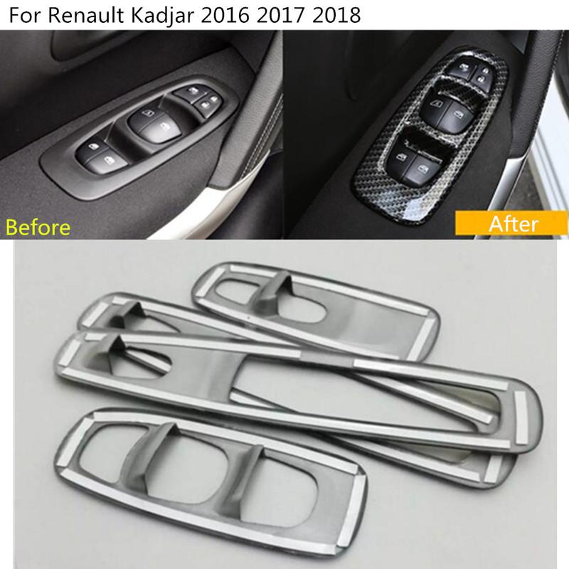 Car Body Door Window Glass Inner Panel Armrest Lift Switch Button Trim Frame Molding For Renault Kadjar 2016 2017 2018