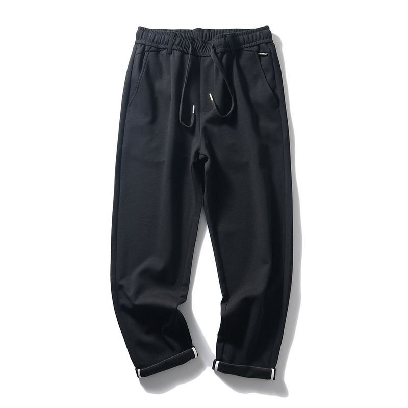 Japan fashion Retro Casual Pants Men s Spring and Autumn Loose Straight Fashion Brand Pants Foreign Trade Cattle Goods Drawstring Knitted Trousers Black XL