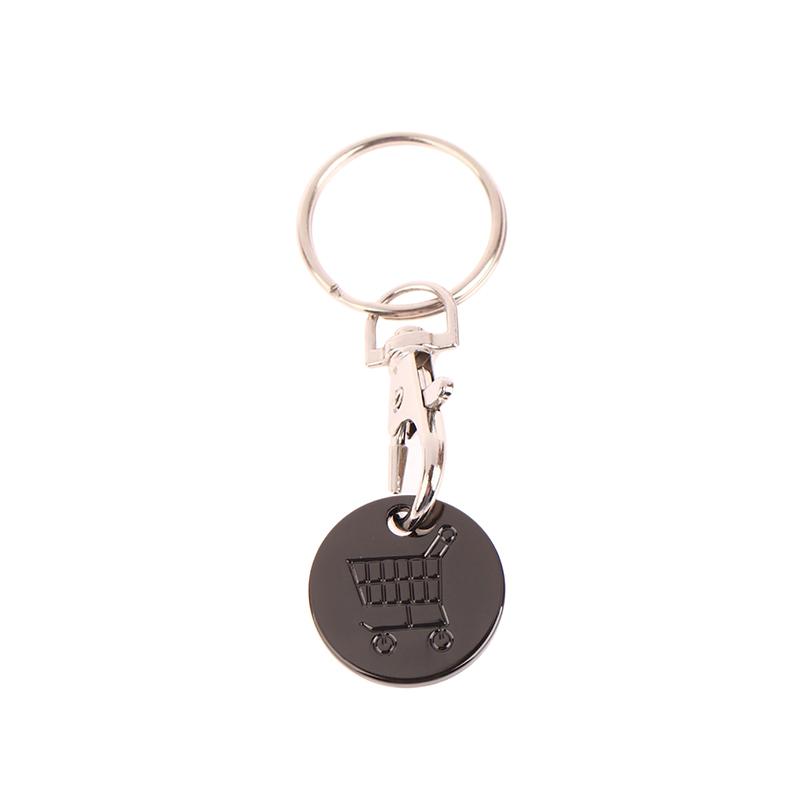 

1Pc Shopping Trolley Remover Key Ring Token Chip With Carabiner Hook Practical Metal Portable Durable Universal Supermarket чорний