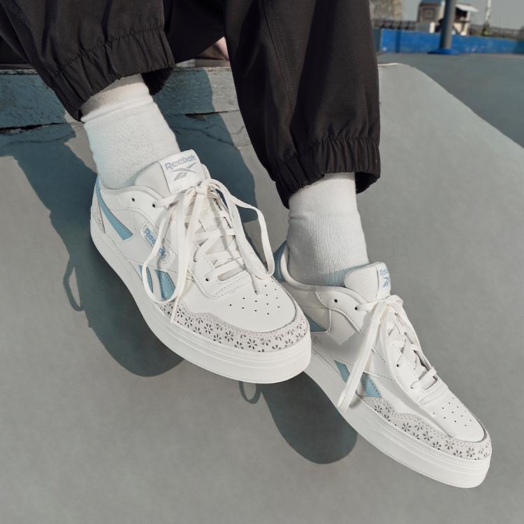 Reebok Court Advance Bold Color Block Retro Low-Top Sneakers Women Sneakers White Blue 100074336