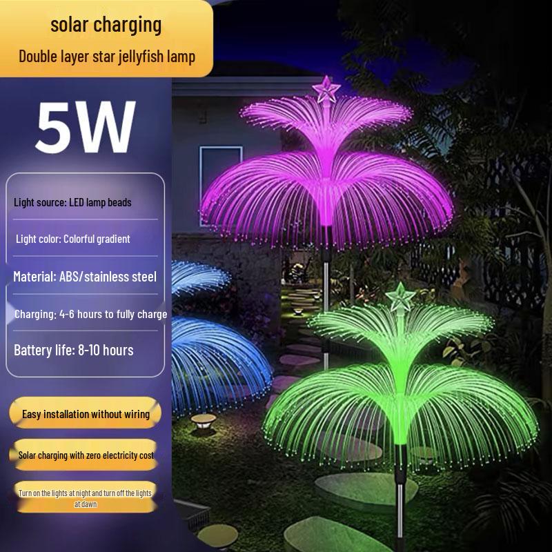 Outdoor Color-Changing LED Jellyfish Garden Lights with Solar Fiber Optics