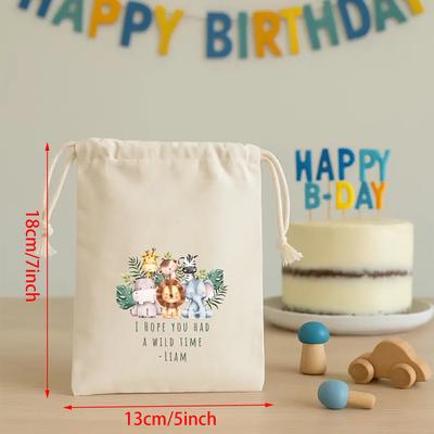 Saco de Lembrancinhas Personalizado 5/10/20 Peças Festa de Aniversário Safari na Selva Chá de Bebê Menina ou Menino Jardim de Infância Recém-Nascido Volta às Aulas Decoração