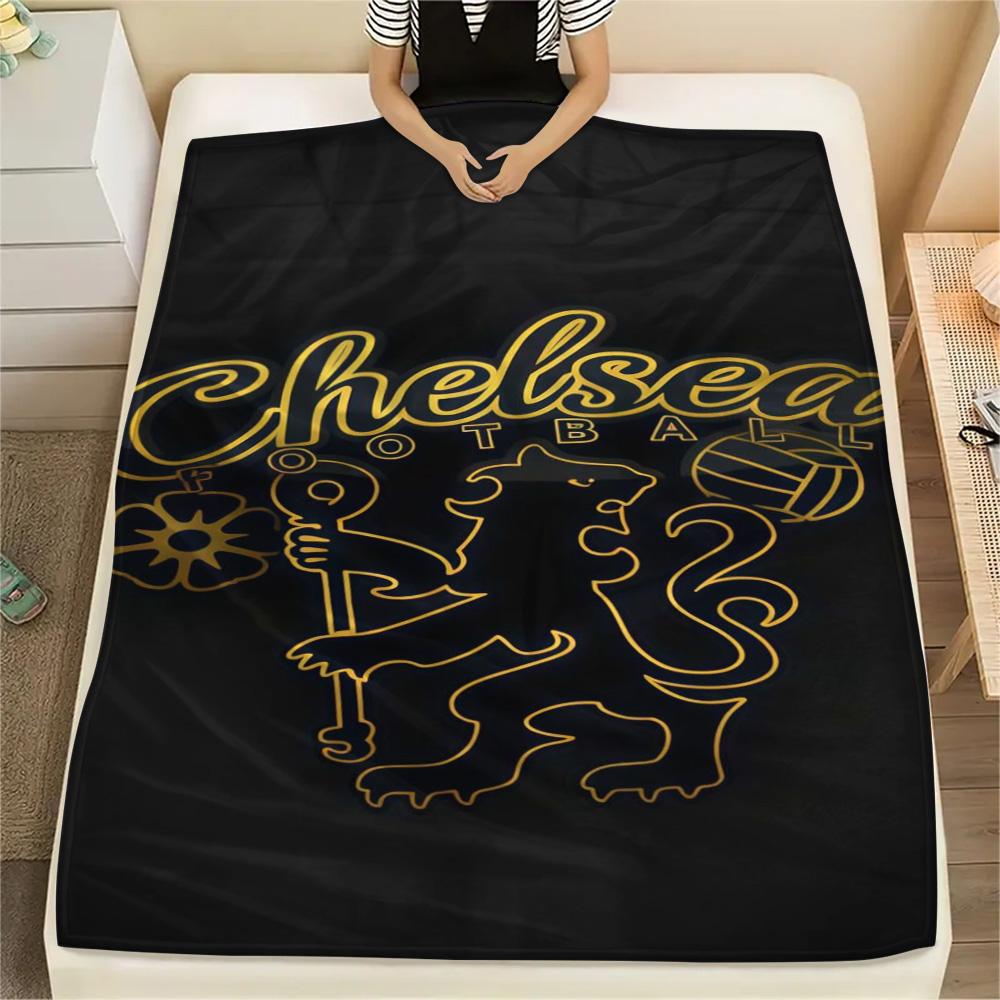Chelsea FC Football Print FlAannel Blanket, High Quality Comfortable for All Seasons, Home Decor, Warmth and Comfort