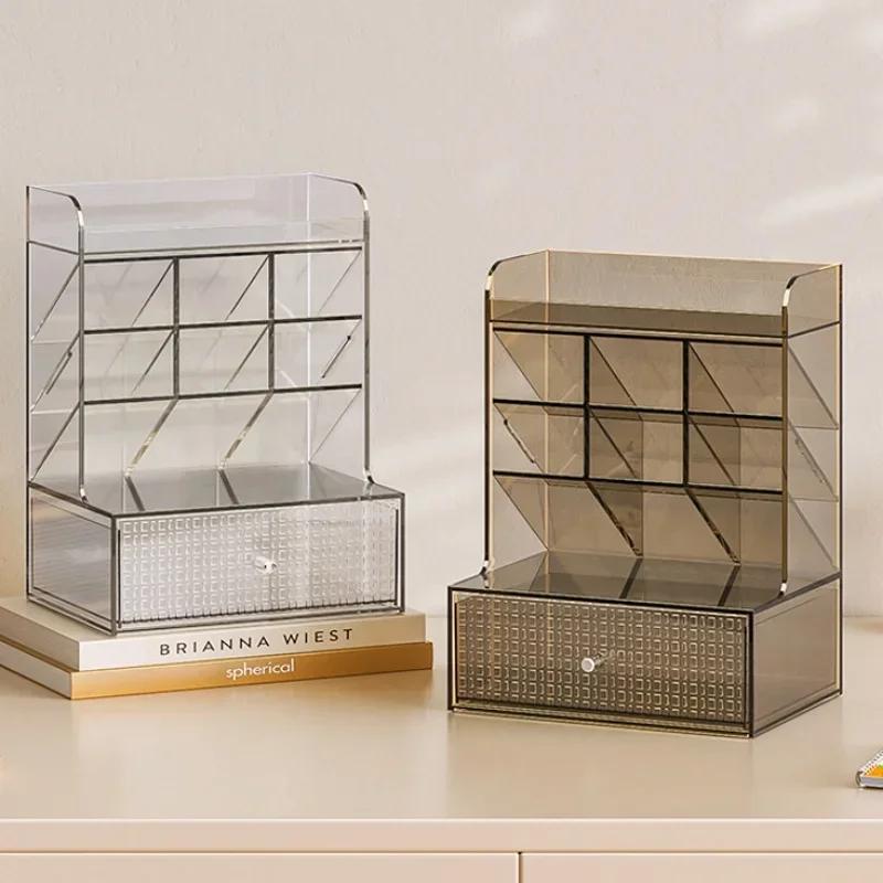 Cosmetic Organizer Drawer Transparent Storage Box Stationery Rack Pen Holder Desktop Desk Supplies Storage Organizer Office Use