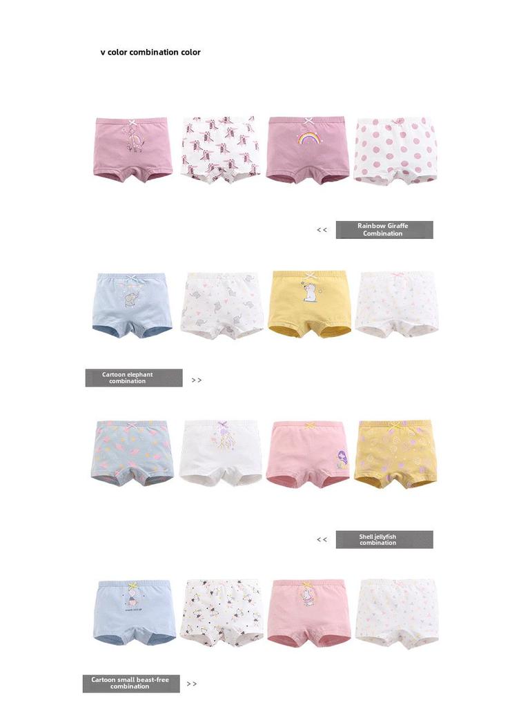 Calzoncillos bóxer de algodón con dibujos animados para niña - Ropa interior infantil de verano