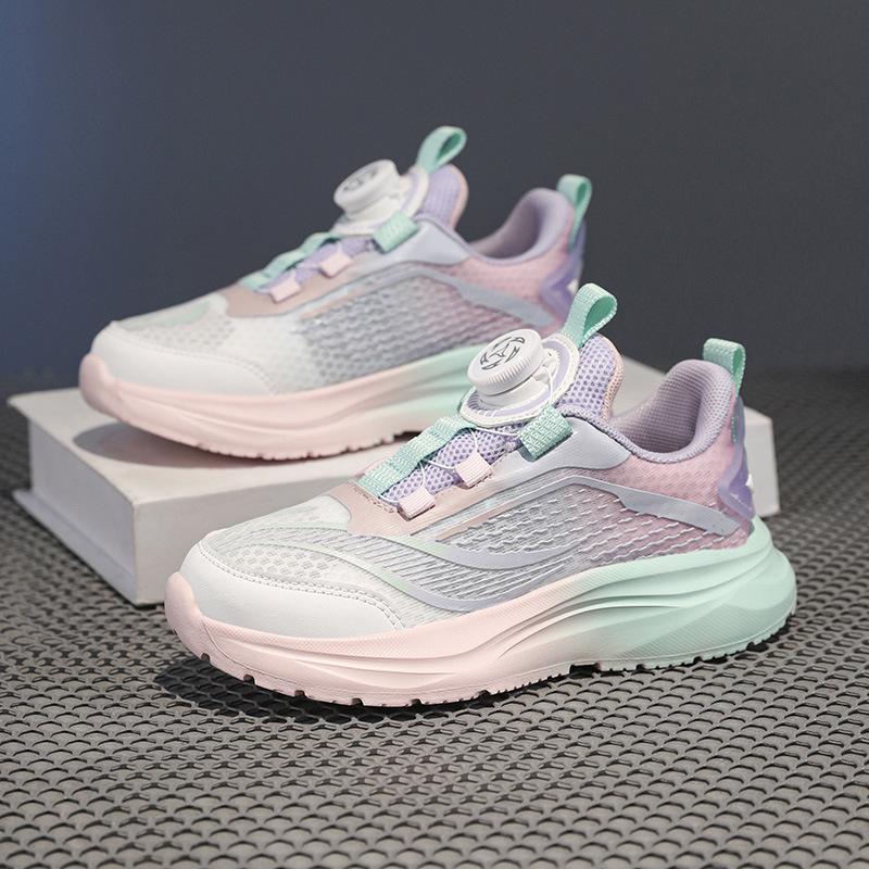 Children's sports shoes 22 summer new rotating buckle flying weaving children's shoes medium and large children's mesh breathable dad shoes