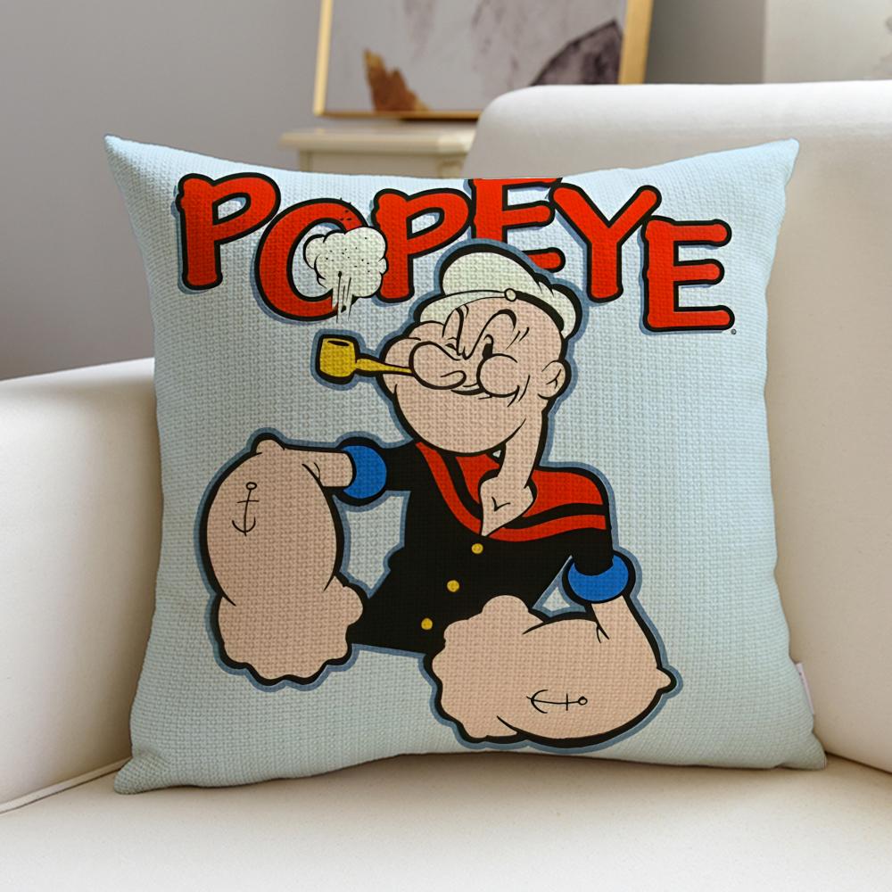 Classic Popeye the SailorS Cushion Cover Breathable and Skinfriendly Linen Pillowcase Square Removable and Washable Cushion