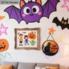 Wesołego Halloween Drewniany Znak ze Wzorem Czarnego Kota - Figurki Ozdobne ze Wzorem Półksiężyca i Gwiazdy - Idealne na Drzwi Wejściowe, Podwórko, Ganek, Dekoracja Pokoju