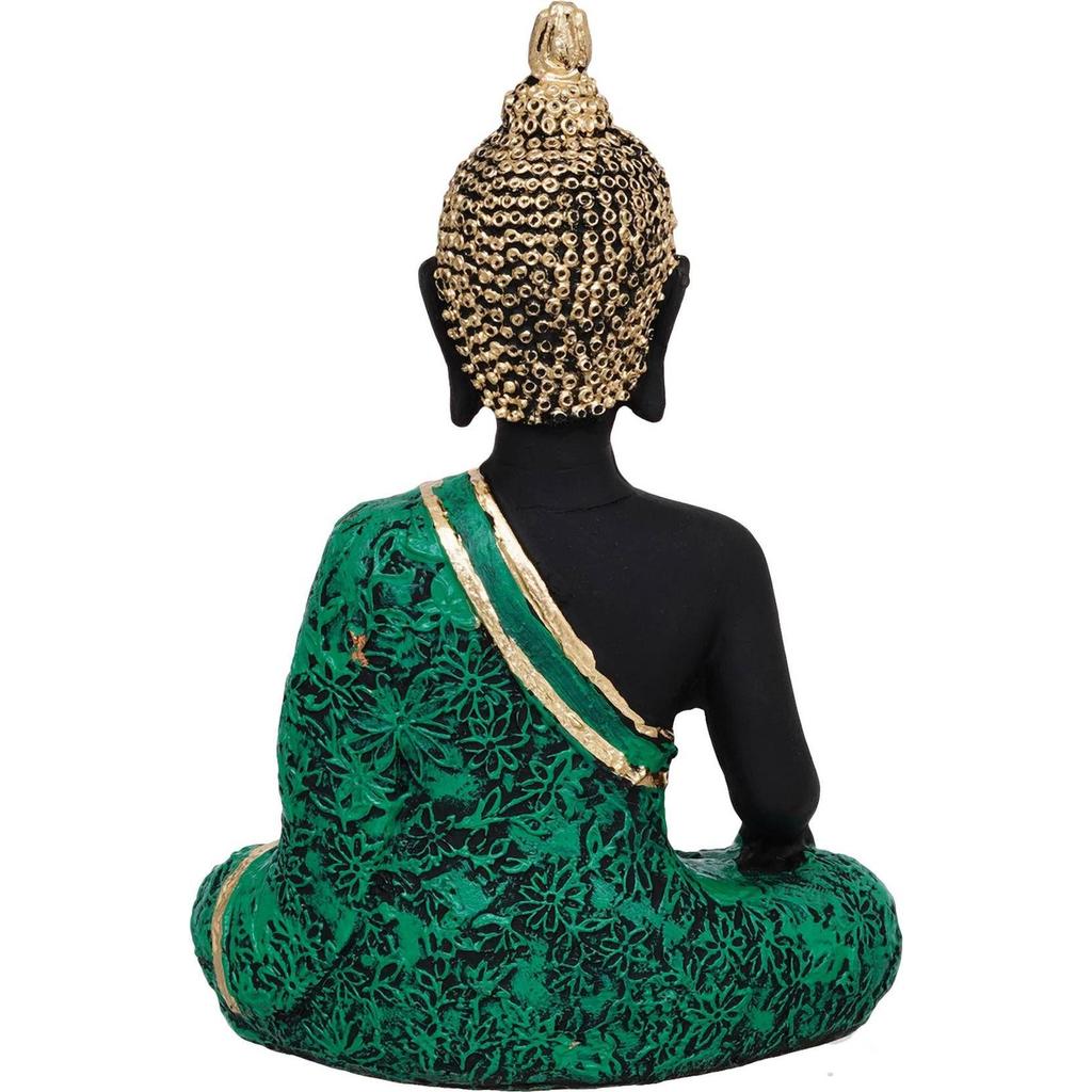 Buddha Statue For Home Living Room Vastu Statue Decorative Showpiece - 13 Cm  (Polyresin, Green)
