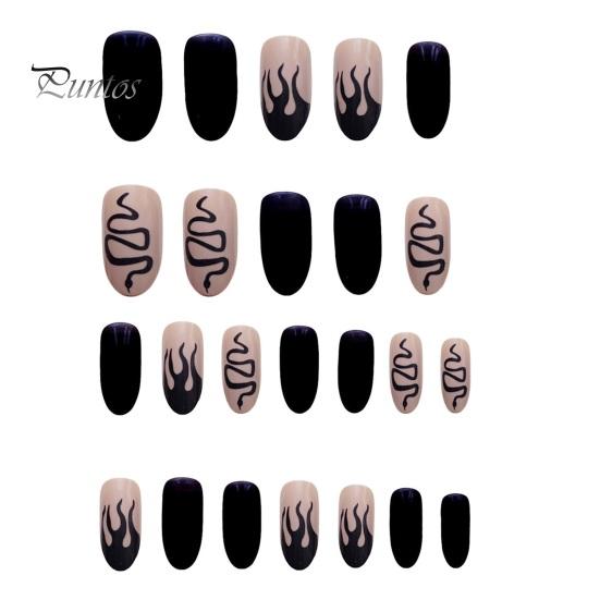 

24 шт. темные накладные ногти с готовыми креативными нераздражающими наклейками для ногтей «сделай сам» для начинающих профессионалов чёрный