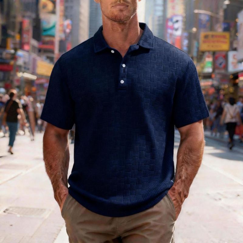 Men's Summer Personalized Jacquard POLO Shirt Button Men's Casual Sports Polo Shirt