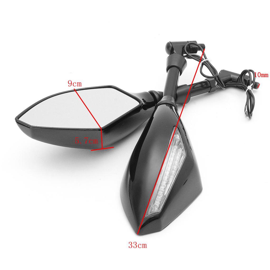 OKSTNO Universal Motorcycle Indicator 10mm 8mm Rear View Side Mirrors Integrated LED Turn Signals Fit for Street Bikes Cruiser Scooters