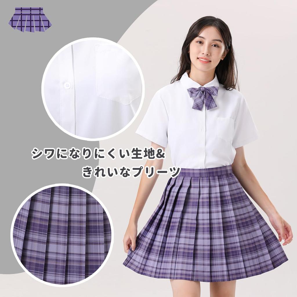 High School Girl Uniform 48cm High School Girl Short Sleeve Top and Bottom Square White School Photo Amusement School Cultural Graduation Ceremony