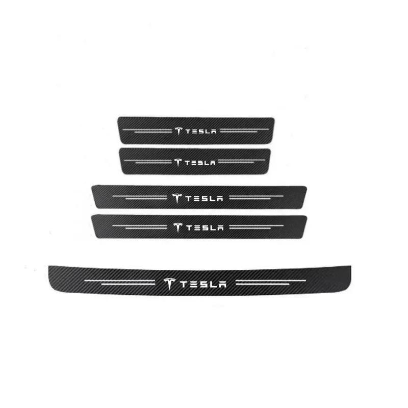 

Car Sticker 2025 New Tesla Carbon Fiber Car Door Threshold Sticker Auto Trunk Protective Strip For Tesla Model 3 X S Y accessori