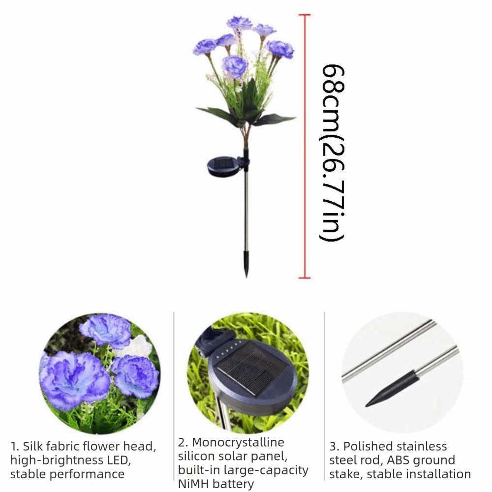 Simulation Flower Outdoor Yard Lights 7 Heads Solar LED Lights Garden Floral Lamp Lawn Decoration