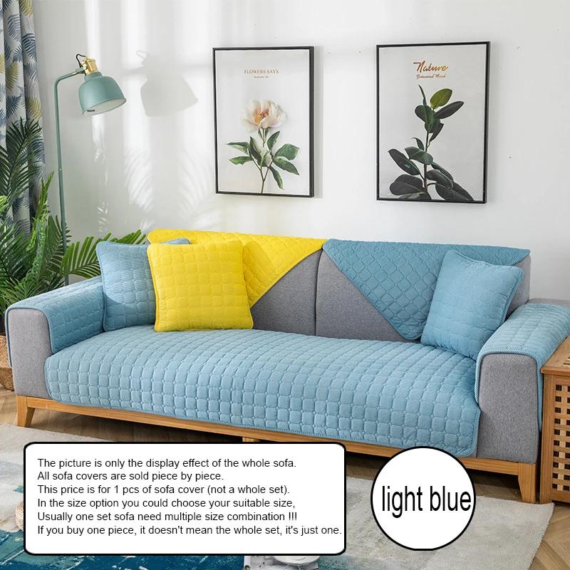Corduroy Sofa Cover Mat Solid Color Thick Plush Sofa Towel Universal Non-Slip Corner Sofa Cushion Armrest  Home Decoration Cover