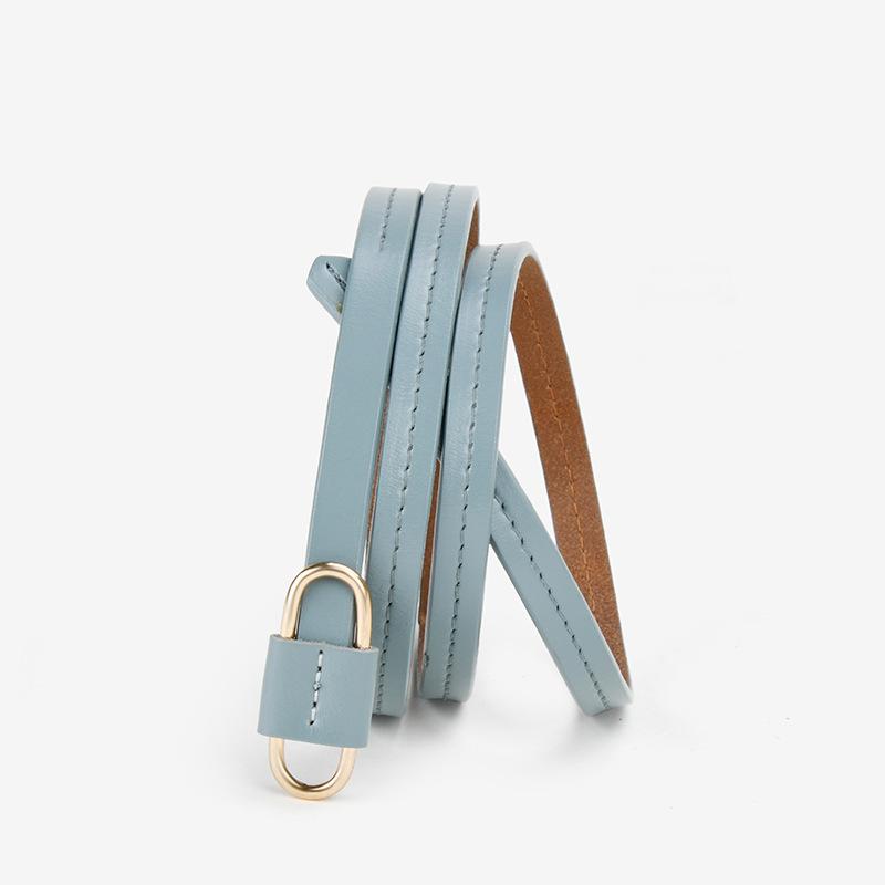 Women's Soft Leather Belt Cowhide Belt Genuine Leather Thin Belt Without Punching Leather