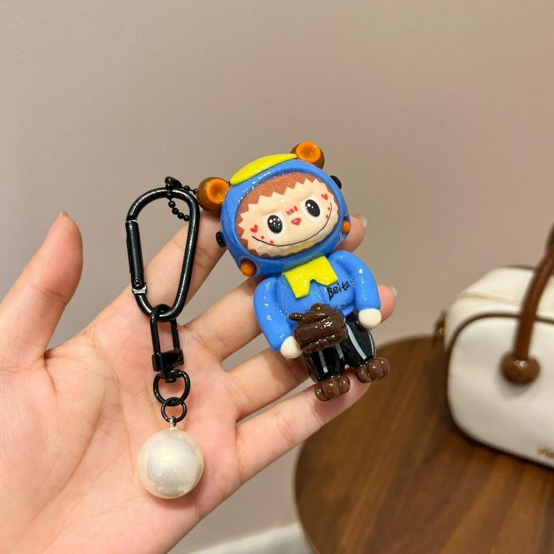 Portachiavi Bambola Ciondolo Labu Ciondolo Borsa Argilla Dipinto a Mano Piccolo Regalo Portachiavi Cartone Animato Bubu