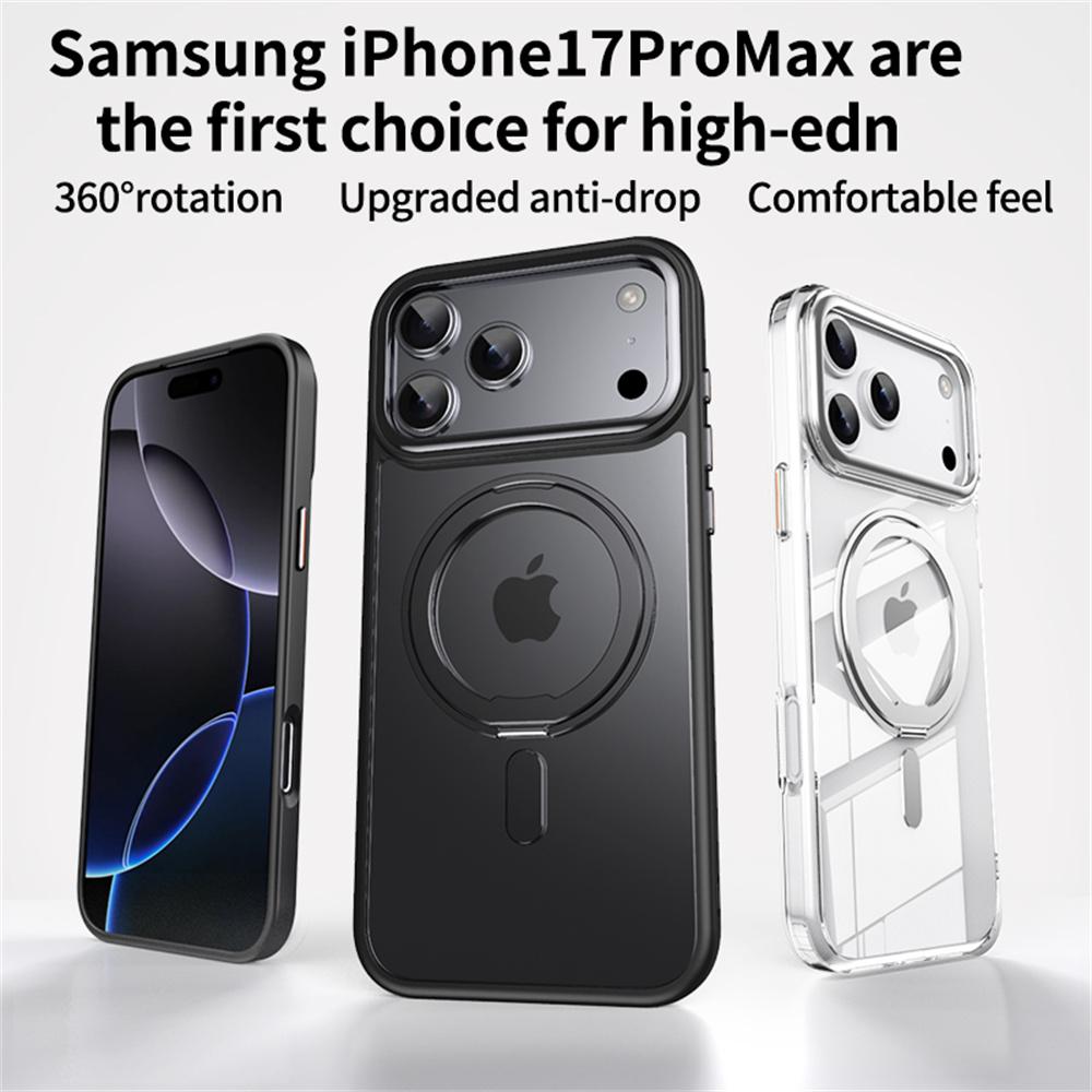 Luxury For Magsafe 360 Rotating Magnetic Stand Phone Case for 17 16 15 Pro Max 14 13 12 11 Metal Ring Fold Bracket Cover