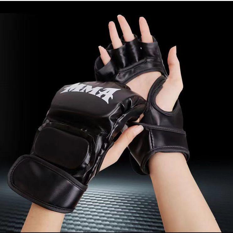 Half-Finger Boxing Gloves for Adults and Children - MMA, Punching Bag, and Training Gear. Children s Black MMA