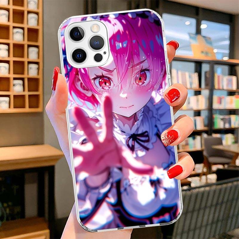 R-Rem Re Zero Anime Cover Phone Case For iPhone 16 17 Air 15 14 Pro Max 16E Phone Case 13 Mini 12 11 7 SE 8 Print Pattern Fit Ca