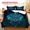 Colorful glowing leopard  Pattern Bedding Quilt Set Quilt Cover Pillowcase Home Decoration  Gift (1 * duvet cover + 2 * pillowcase, without core)