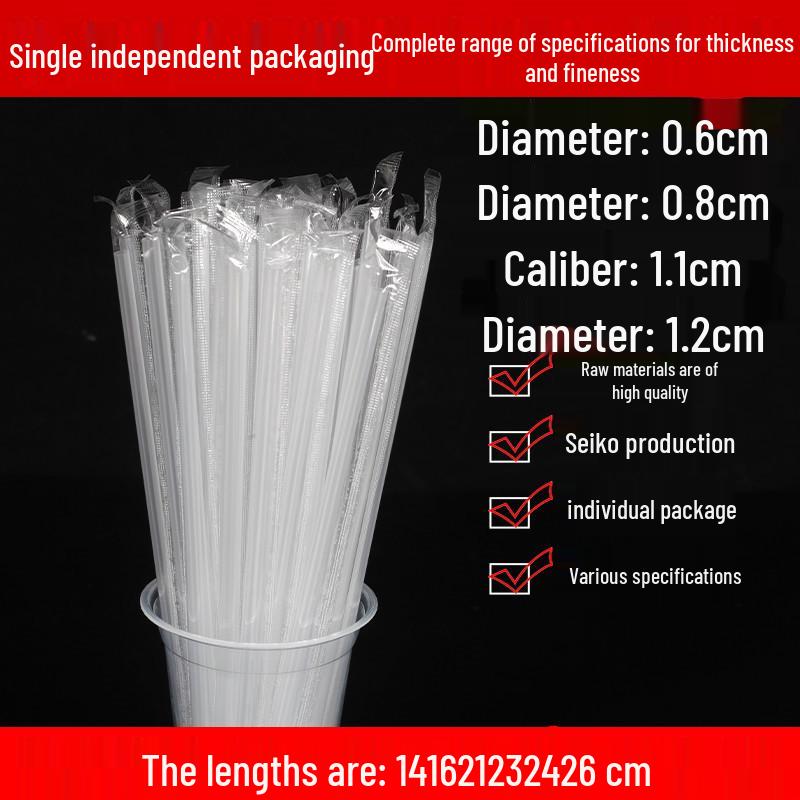 Individually Wrapped Transparent Sharp Tip Boba Straws - Pack of 1