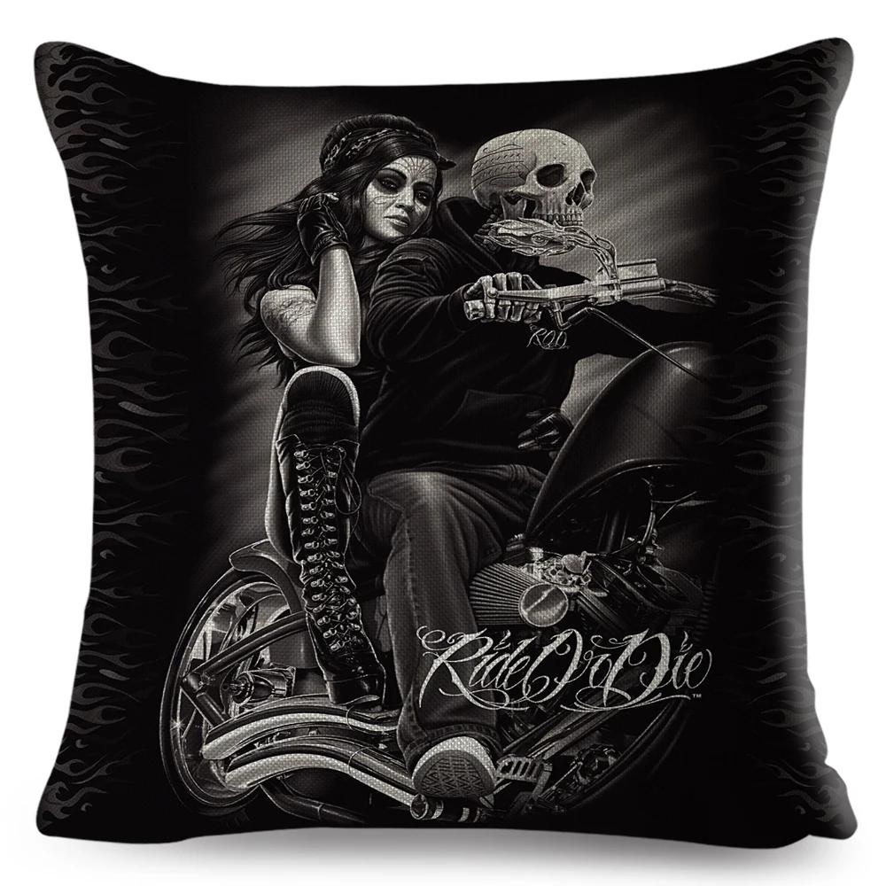 Mexico Chicano Sexy Women Skull Pillow Case Decor Cartoon Printed Girls Cushion Cover for Sofa Home Car Polyester 45*45cm