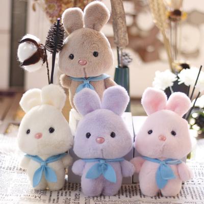 12cm Plush Rabbit Pendant Soft Lovely 3D Eyes Navy Bunny Plushie Ornament PP Cotton Stuffed Animal Doll Plush Key Chain Bag Pendant Girls Toy Gift