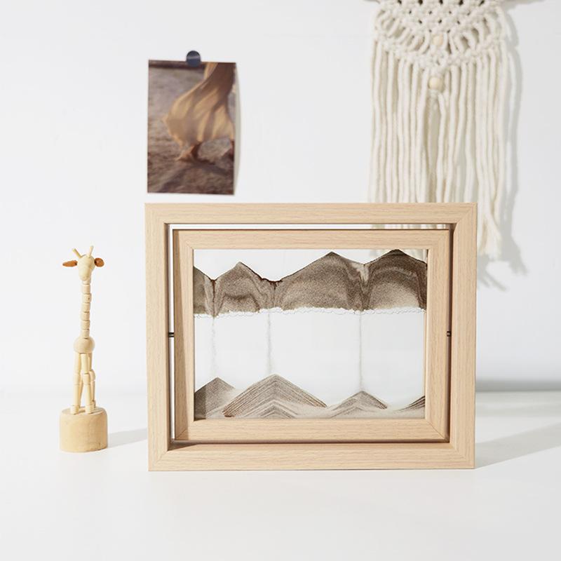 3D Sandscape Moving Sand Art Picture Quicksand Liquid Hourglass Glass Wooden Frame Flowing Sand Painting Office Home Decor Gifts