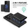 For Samsung Galaxy S25 Ultra Case Compatible with MagSafe Leather Back Phone Cover with Detachable Card Bag