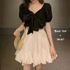 Sweet & Salty Black Puffy Short Skirt for Women - Versatile, Slim, New 2024 Korean Style
