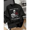 European Sizes Men's T-Shirt Skull Rose Oath Print Streetwear Design Graffiti Letter Print Short Sleeve T-Shirt High Street Couple Top