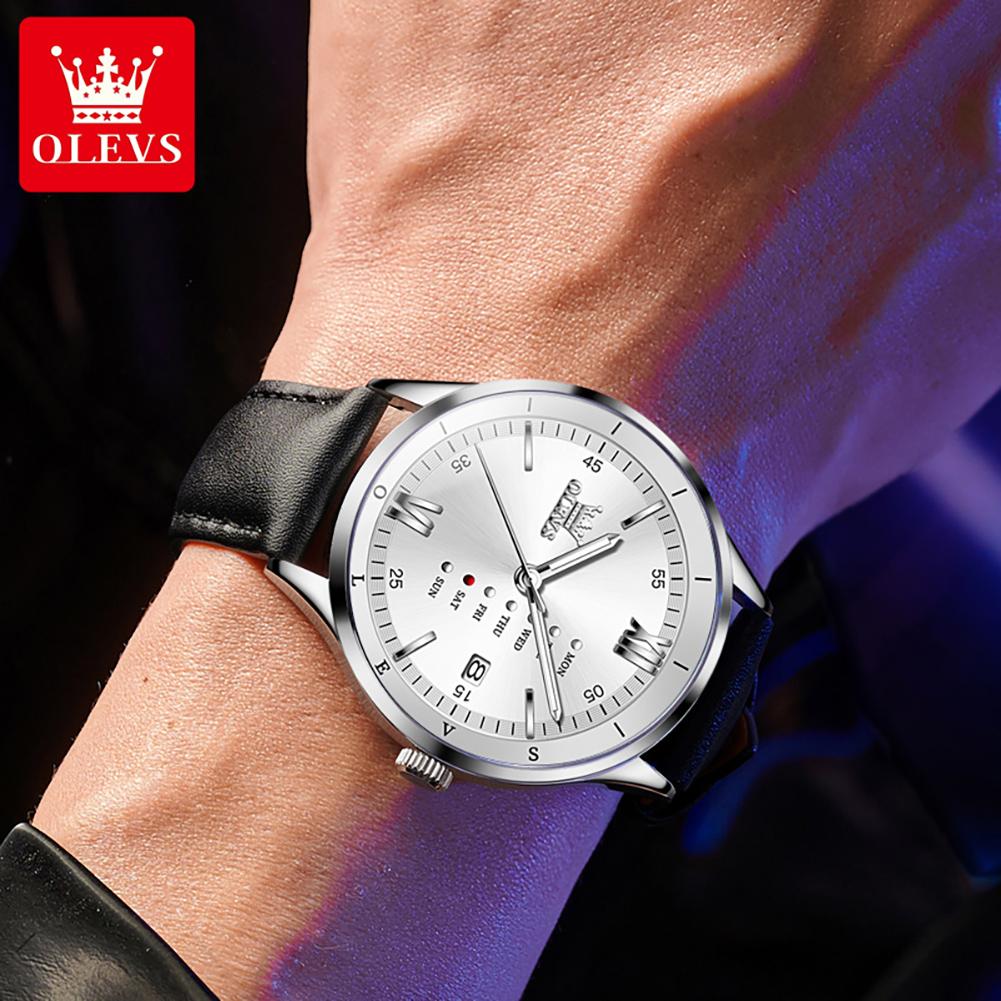 OLEVS 2931 Oem Custom logo Luxury Luminous Japanese Movement Sports Calendar Fashion Genuine Leather Strap Men's Quartz Watch