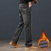 Winter Fleece Warm Herren Jeans Klassisch Locker Gerade Plüsch Denim Hose Verdickt Mode Stretch Lässig Thermohose